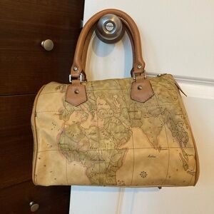 Leather world map bag/purse with strap